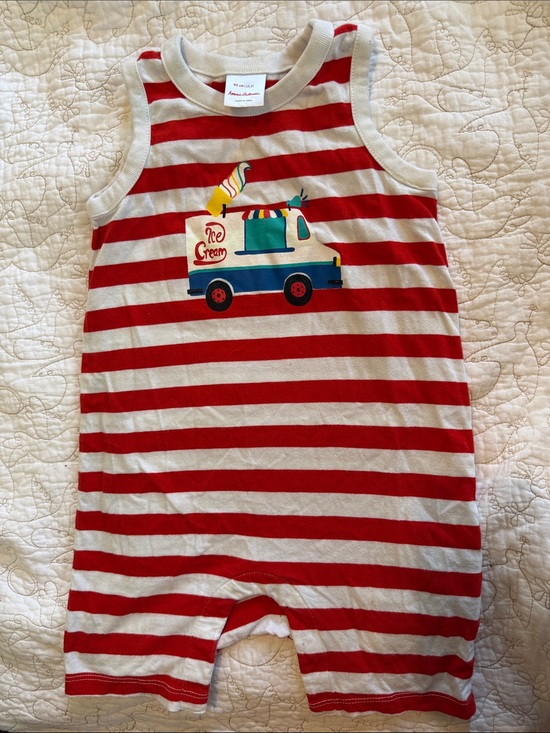 Hanna Andersson Other - Hanna Andersson Red and Cream Striped Ice Cream Truck One-Piece